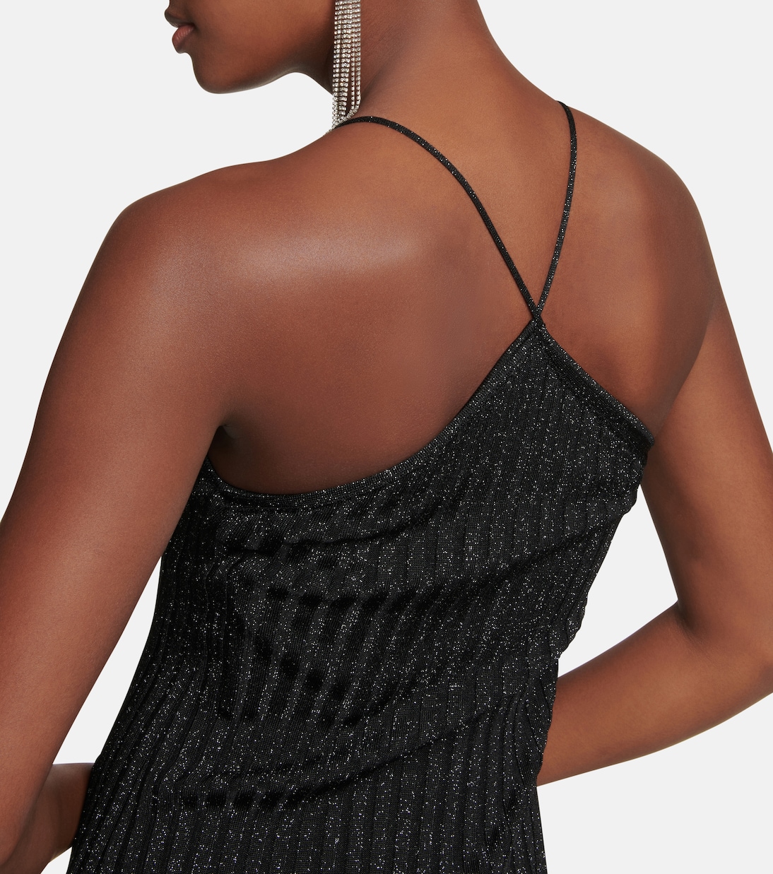 Robe midi Rhea métallisée en noir Galvan Mytheresa