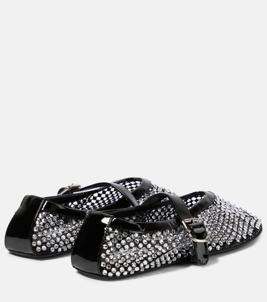 ALAIA BALLET FLATS IN CHERRY RED MESH FISHNET