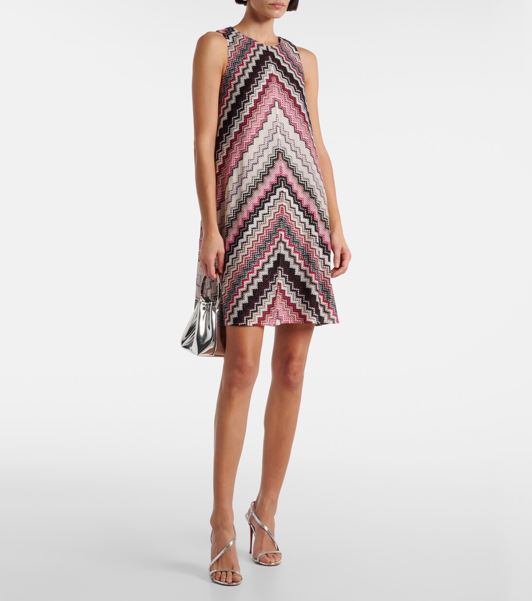 Blurred Zig Zag Belted Mini Dress