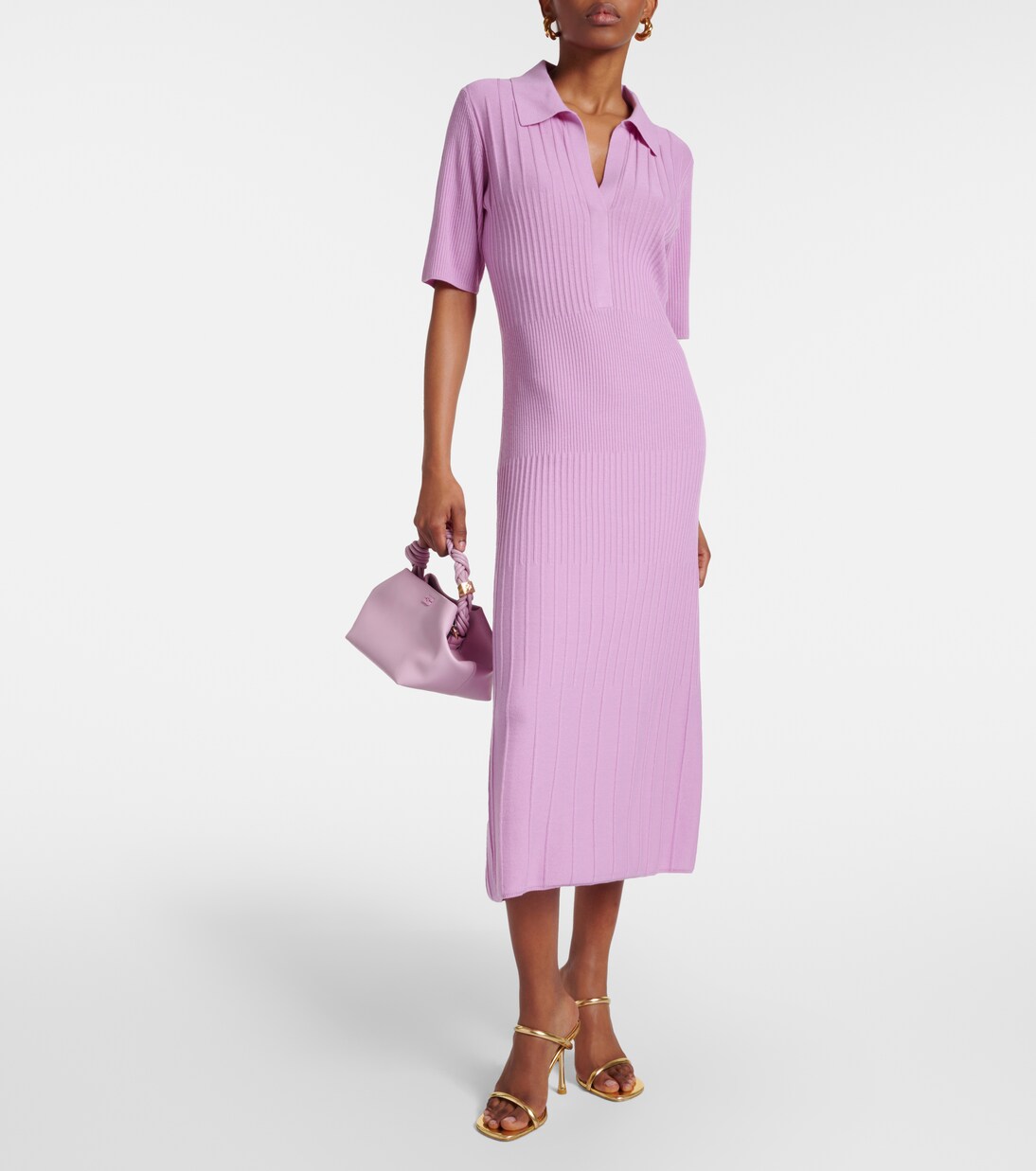 Ribbed-knit wool midi dress in pink - Joseph | Mytheresa