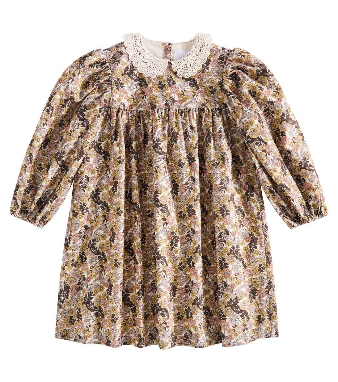 Robe d'été à fleurs pour fille, coton ivoire, manches flottantes - France