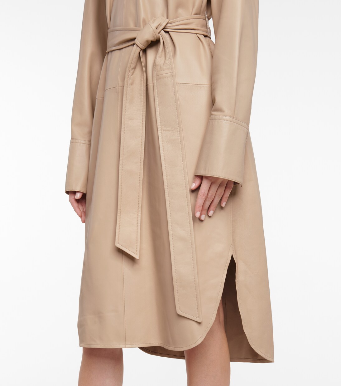 Dahlia leather midi dress in beige - Joseph | Mytheresa