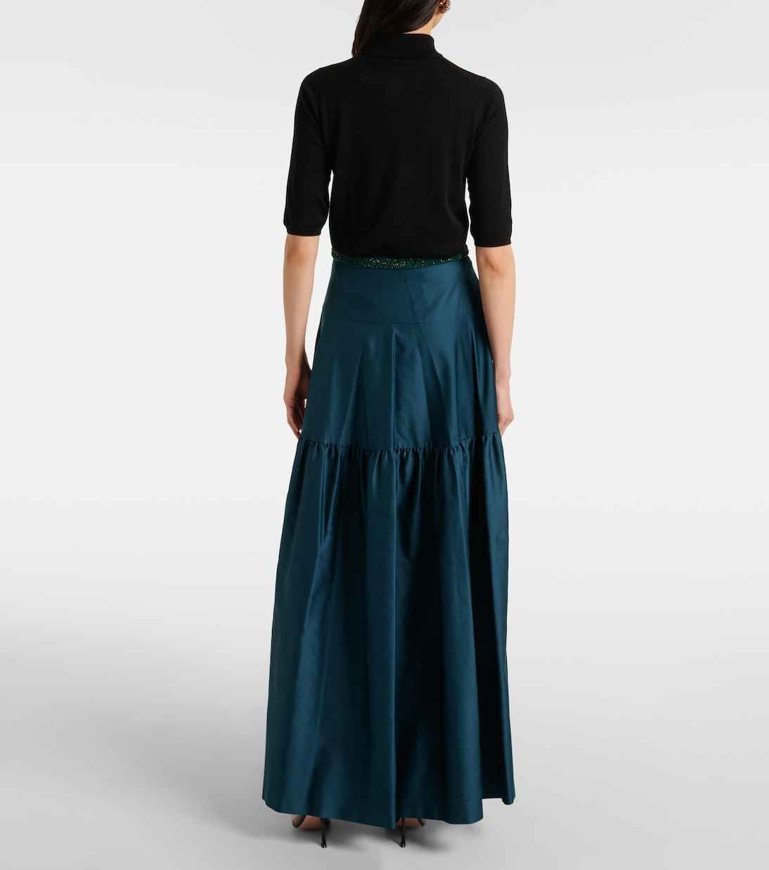 Eudora Baias Cut Maxi Skirt in Green and Pink main image 1