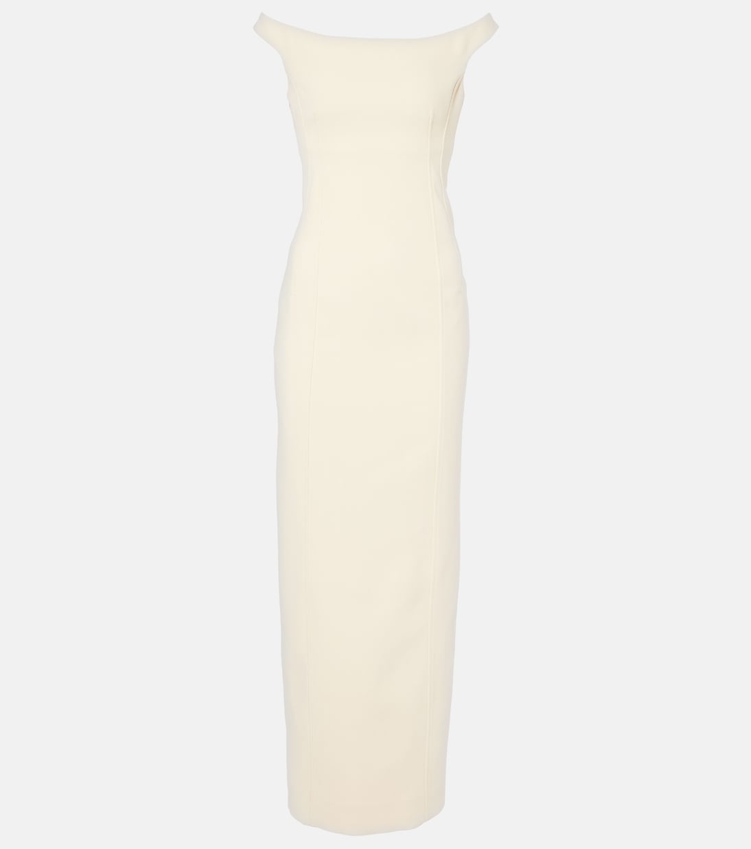 Temaie Elegant Contour Off Shoulder Long Sleeve Buttoned Knit Maxi Dress