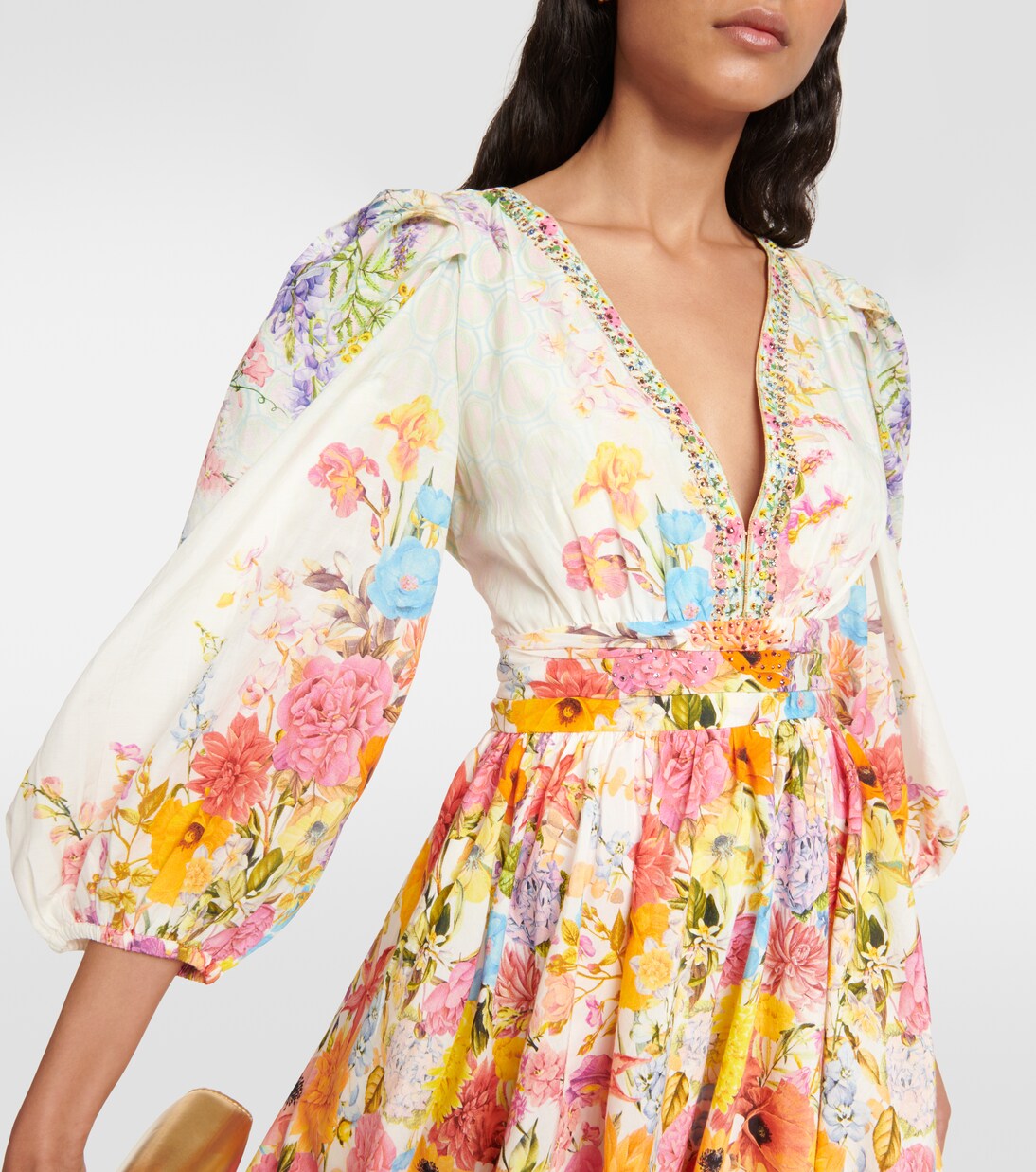 LONG DRESS WITH TIE FRONT SUNLIGHT SYMPHONY