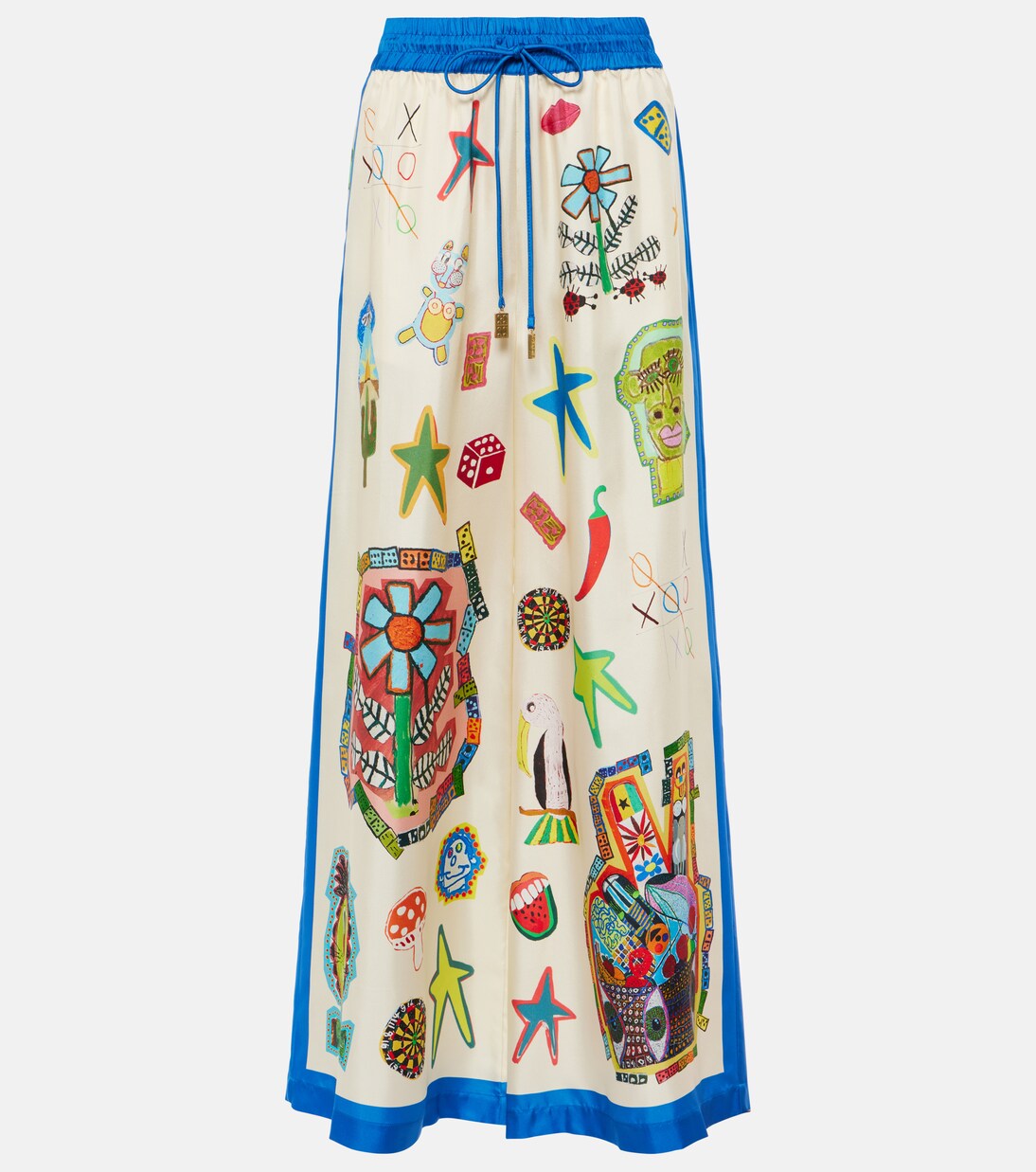 Rollers printed silk palazzo pants in white - Alemais | Mytheresa 