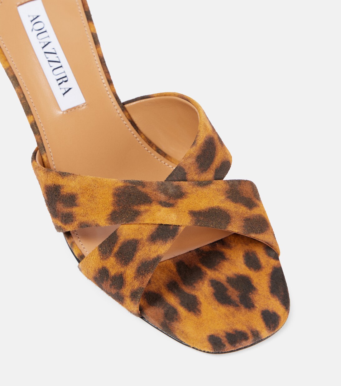 OPYUM 10 CM HIGH MULES IN LEOPARD PRINT SILK
