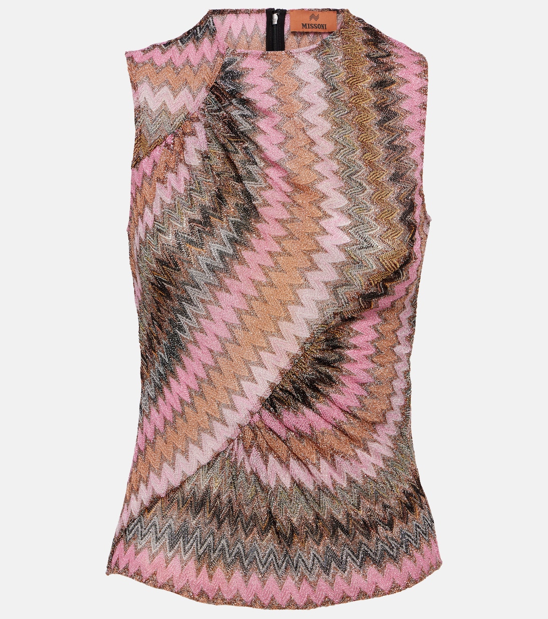 Maria Pavan Long Sleeve Zig Zag Metallic Knit Top main image 1