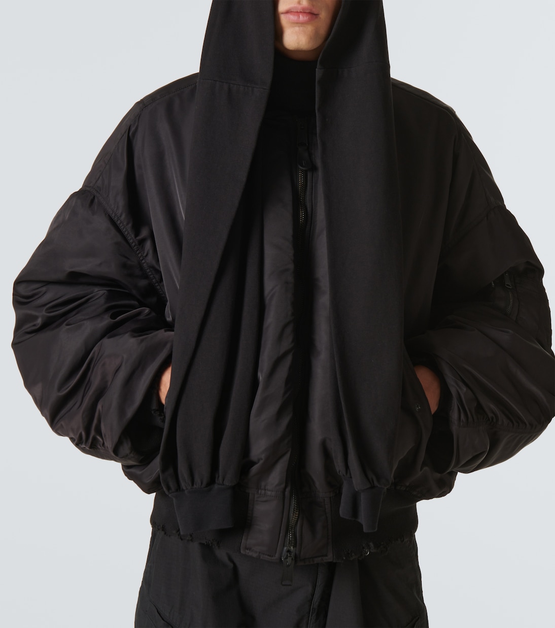 Incognito hooded bomber jacket in black Balenciaga Mytheresa