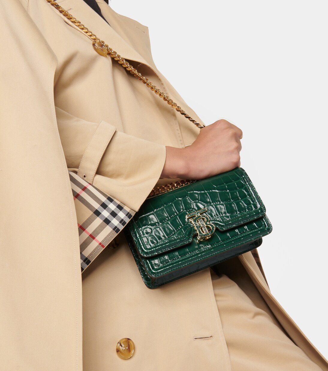 TB Small croc-effect shoulder bag | Burberry