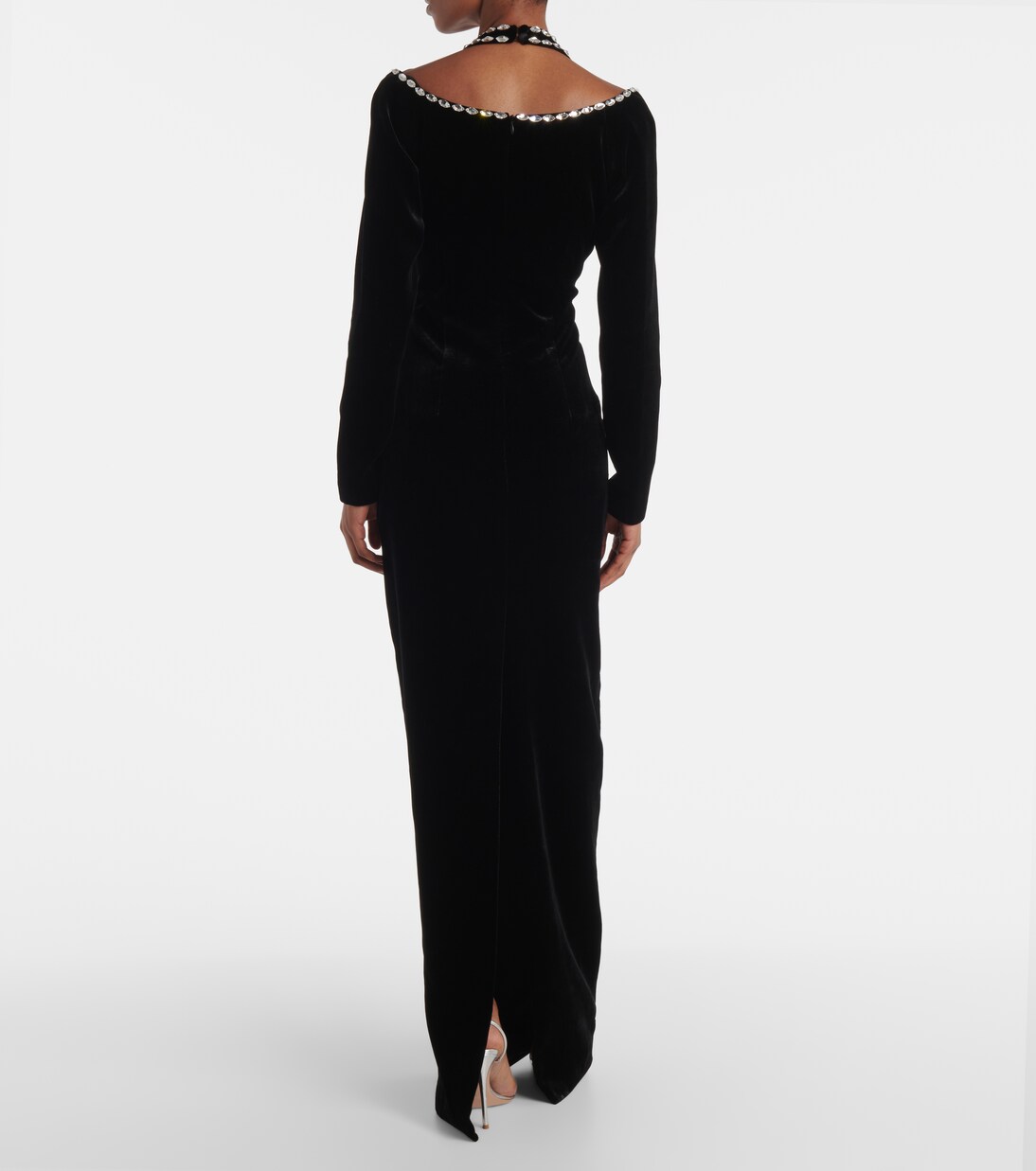 Black Velvet Gown with Resham Embroidery