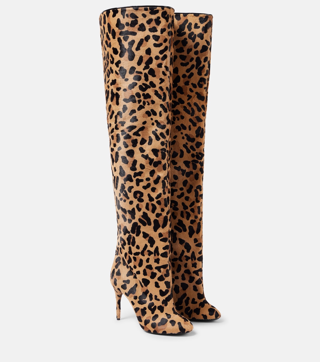 over the knee leopard print boots