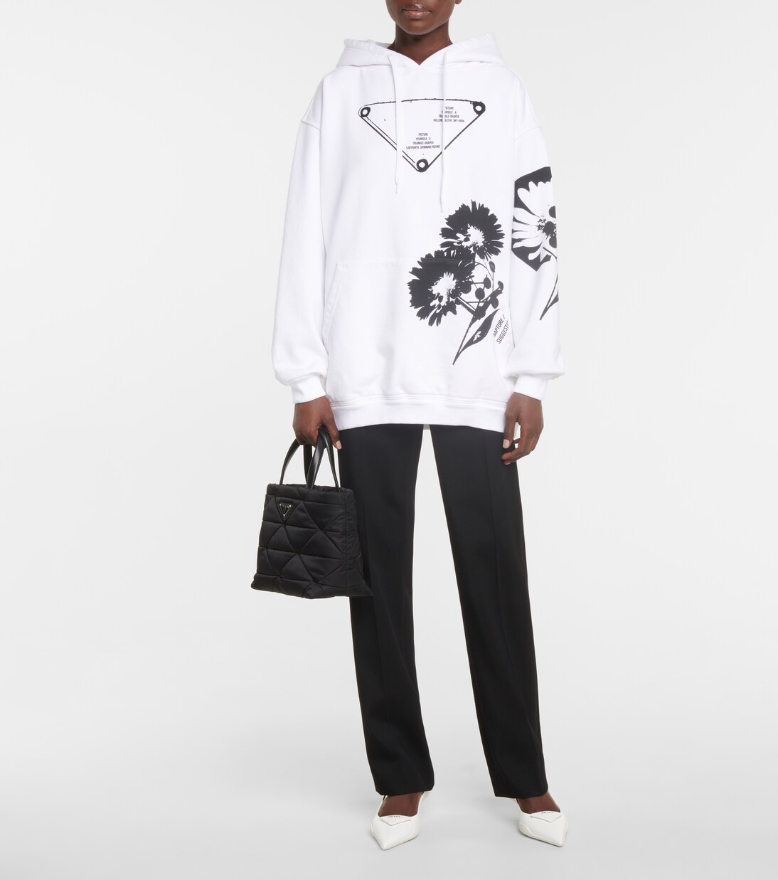 Hoodie aus Baumwoll-Jersey in Weiß - Prada | Mytheresa 