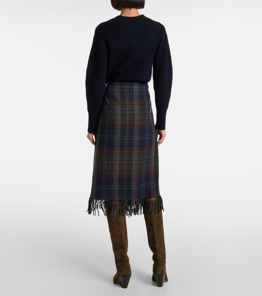 Jupe Longue En Laine Multicolore Liz Claiborne - Style Plaid, Franges, Taille 6 - Occasion Très Bon état