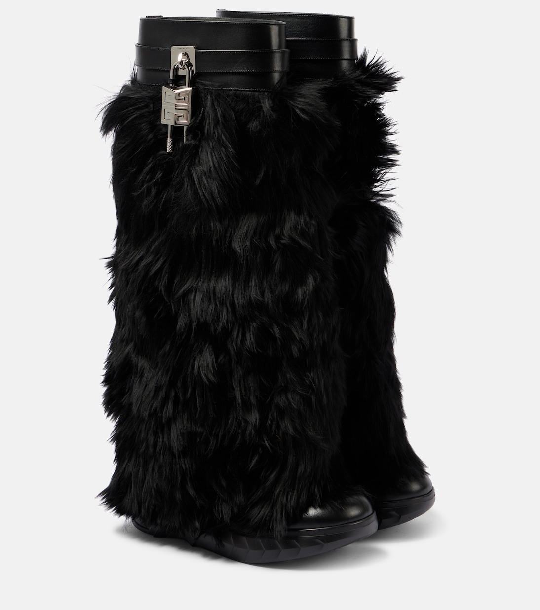Shark Lock alpaca knee high boots in black Givenchy Mytheresa