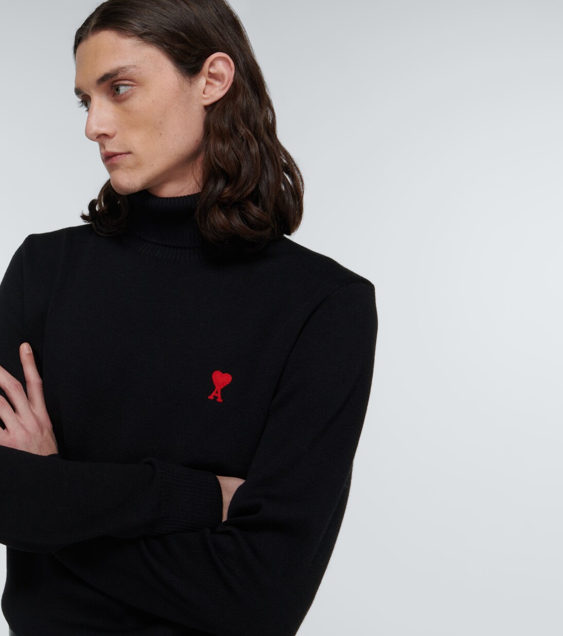 Rollkragenpullover Ami de Cœur aus Wolle in Schwarz - Ami Paris  