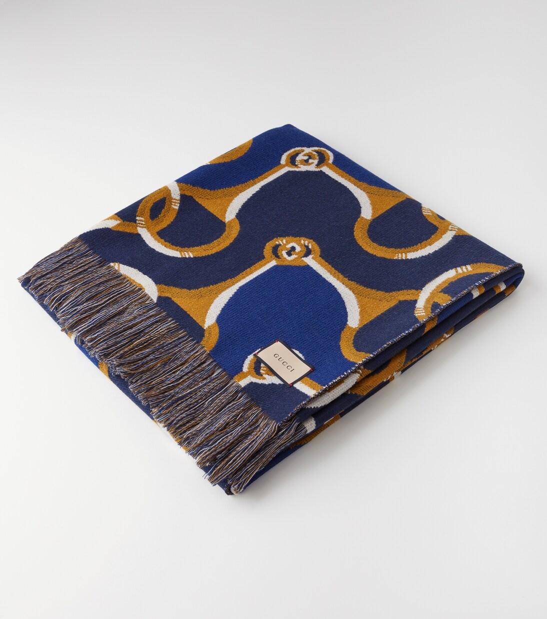 GG Horsebit jacquard wool blanket in blue Gucci Mytheresa