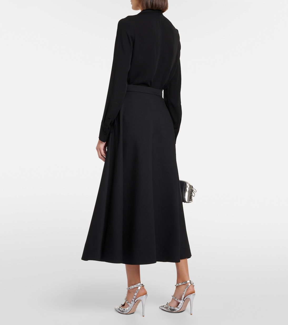 Midirock aus Wolle und Seide in Schwarz - Valentino | Mytheresa