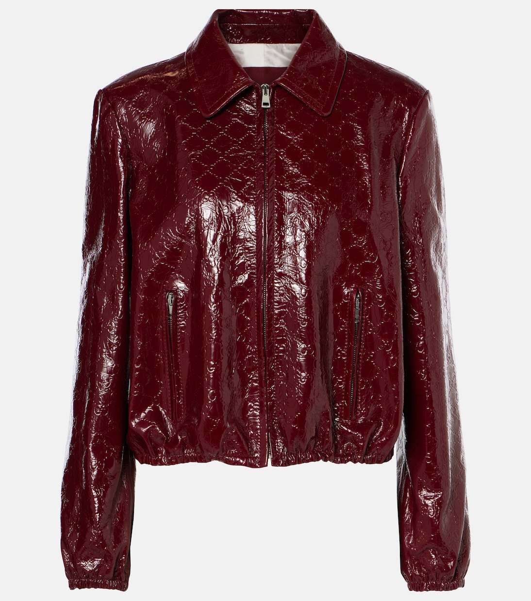 Leather bomber jacket in red Gucci Mytheresa