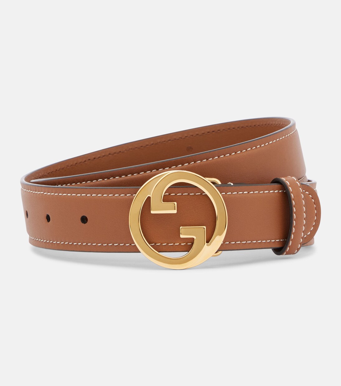 Gucci Dark Red Gold Blondie Buckle Leather Belt