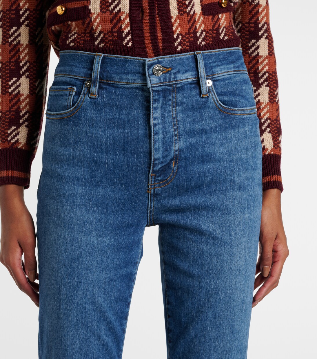 Ecru High Rise Flared Jeans