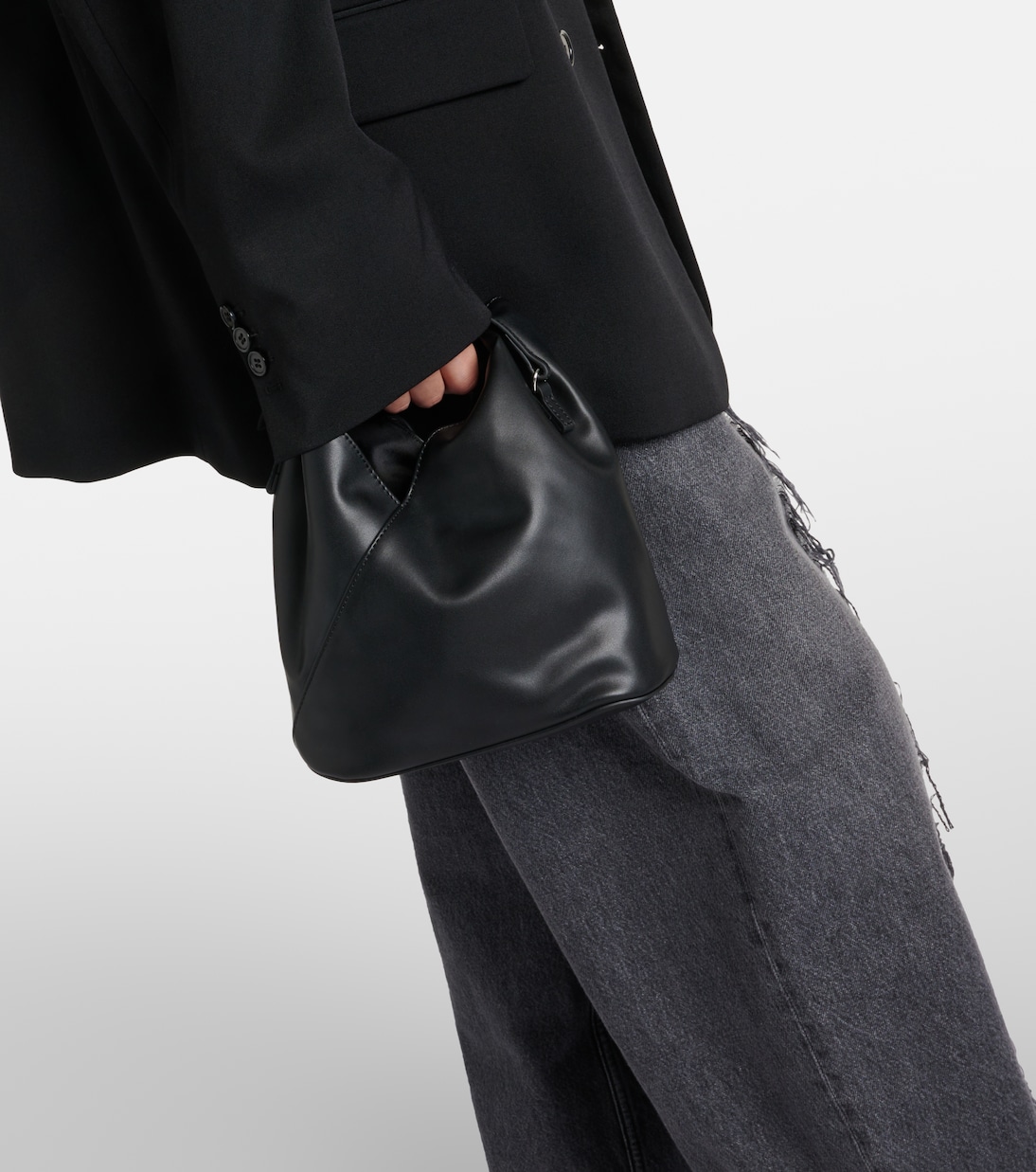 New Japanese Mini faux leather tote in black - MM 6 Maison 