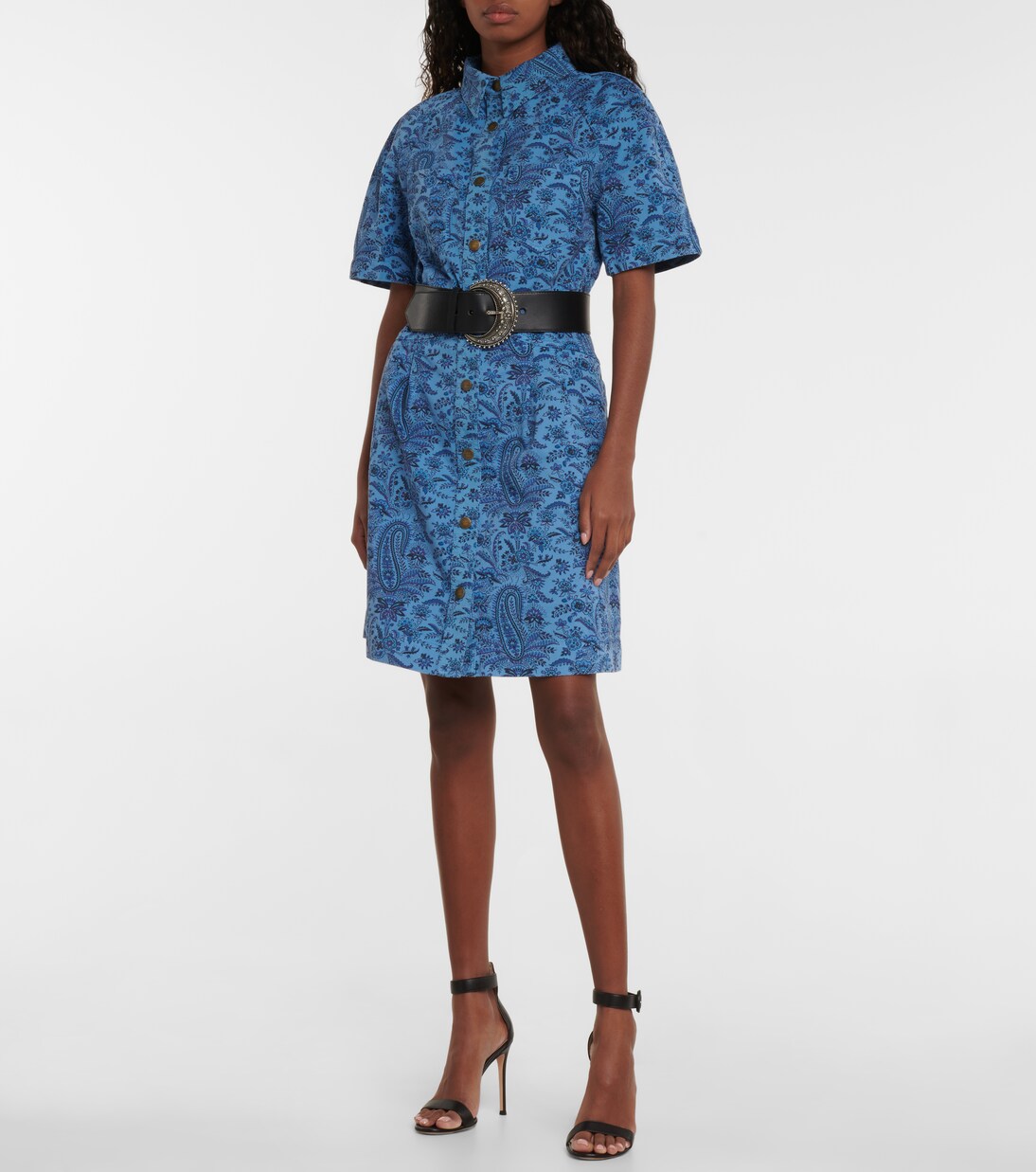 Paisley cotton shirt dress in blue - Etro | Mytheresa
