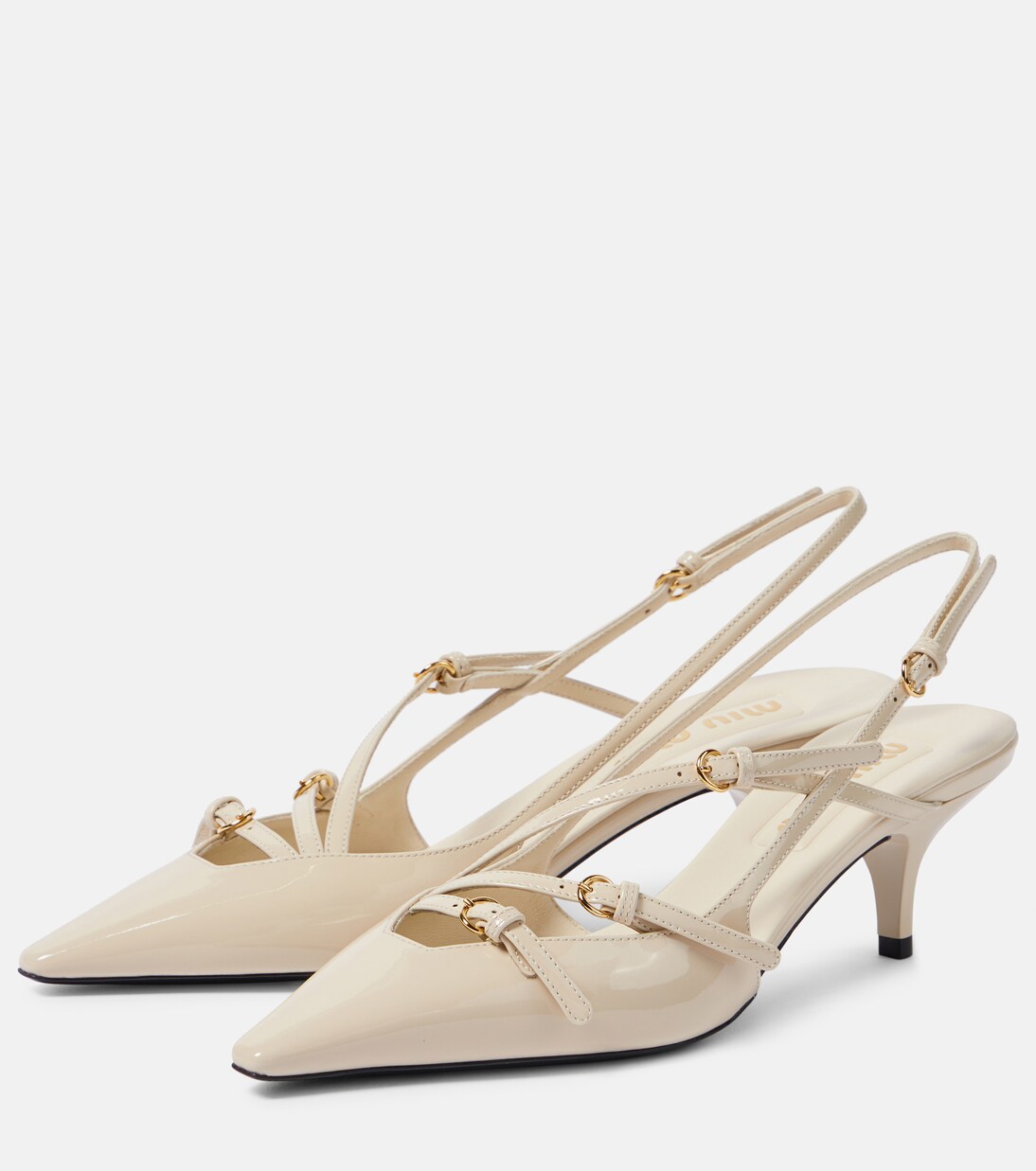 Miu 26 High Heel Slingback 45 Black Leather 592094