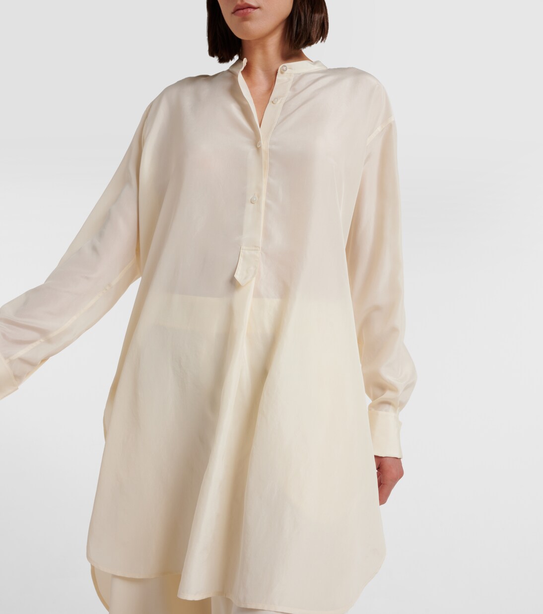 Eeda Silk Striped Tissue Shirt - Brown