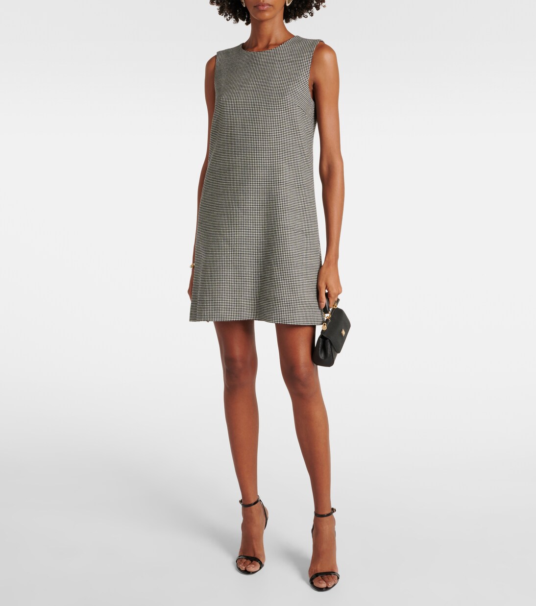 Dolce & Gabbana Yellow Houndstooth Sleeveless Aline Mini Dress main image 0