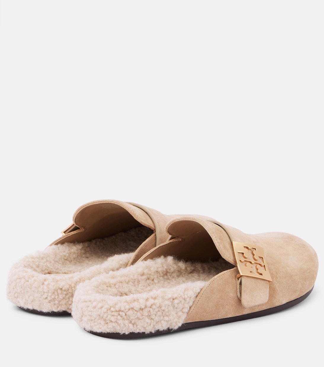 Mellow shearling lined suede mules in beige Tory Burch Mytheresa