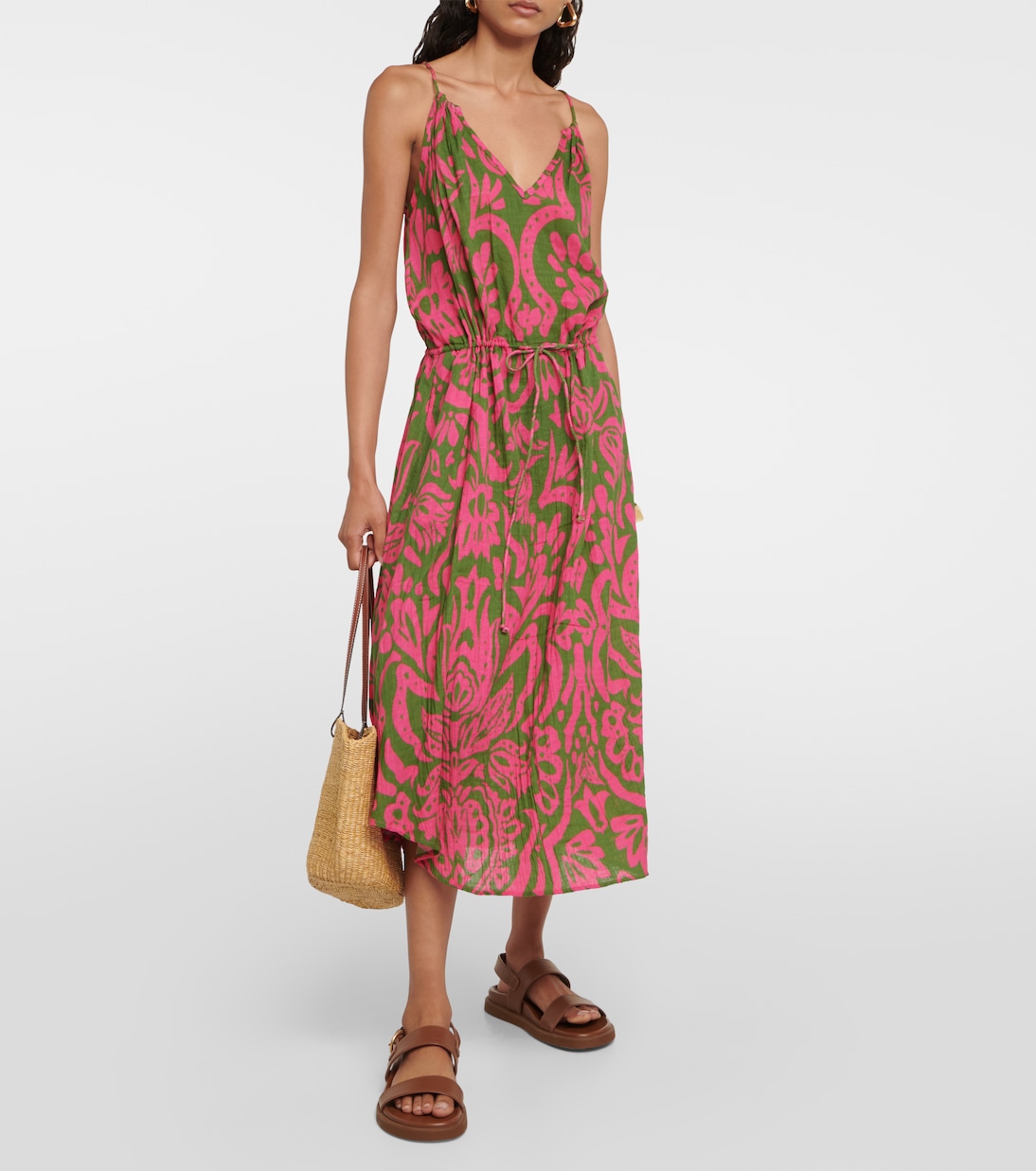 Check Print Gauze Midi Dress main image 1