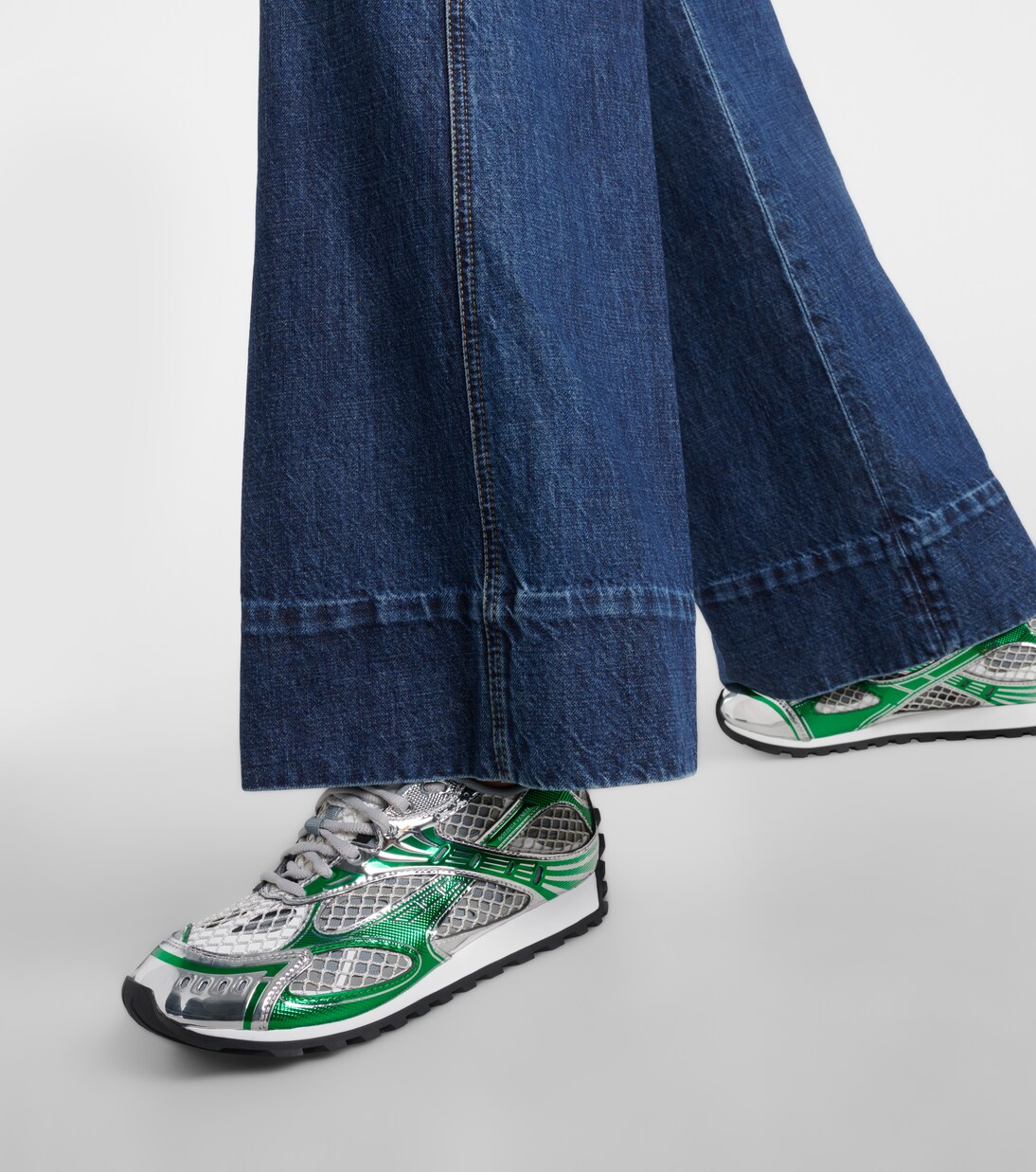 Orbit mesh running shoes in silver Bottega Mytheresa