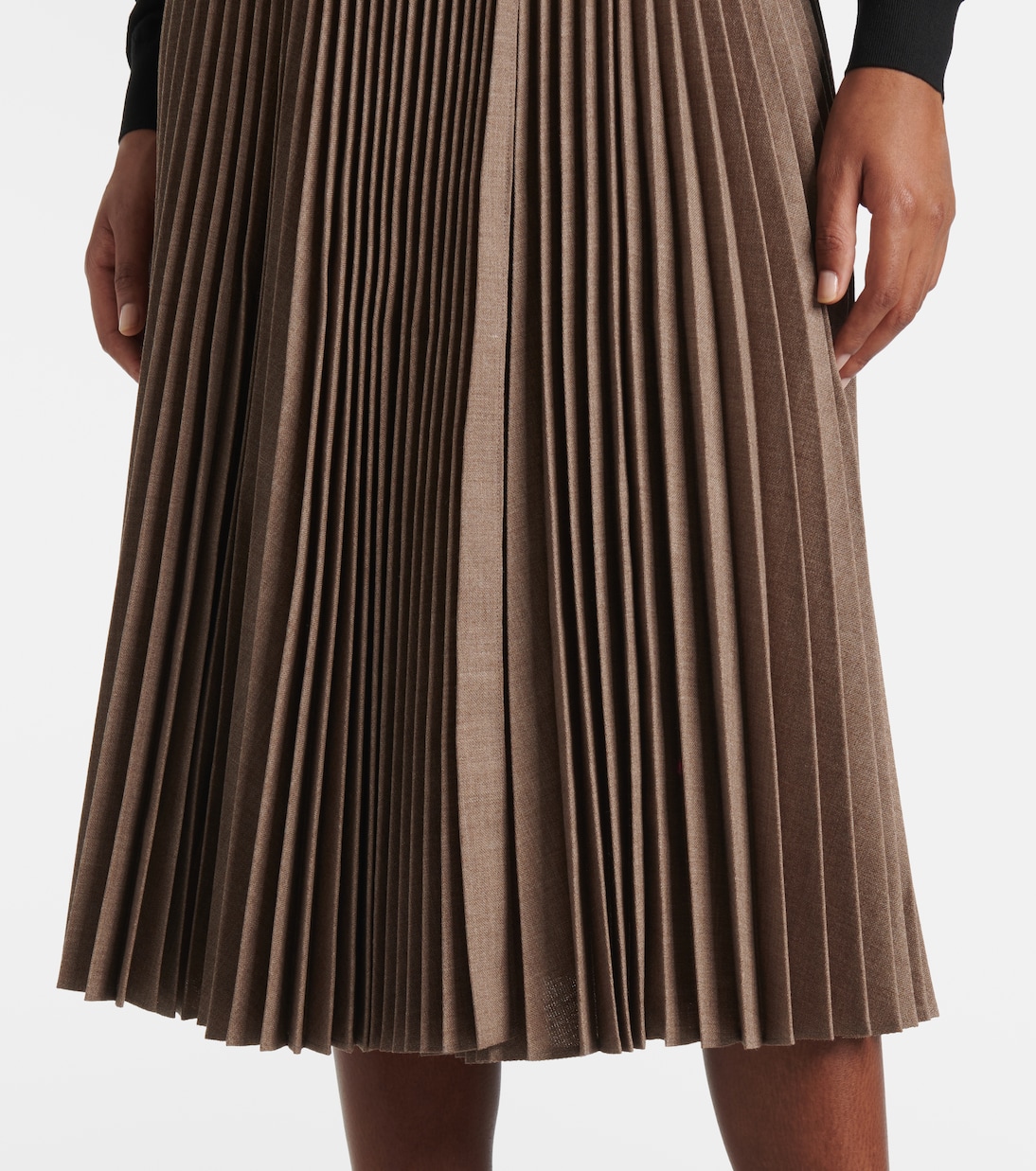 PORTER Pleated Midi Skirt - Burgundy/Ivory