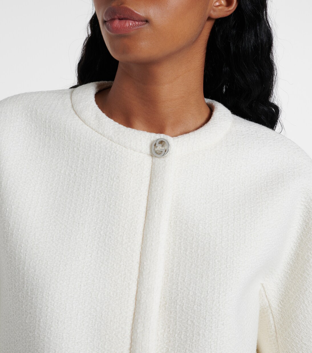 Interlocking G wool-blend bouclé jacket in white - Gucci | Mytheresa