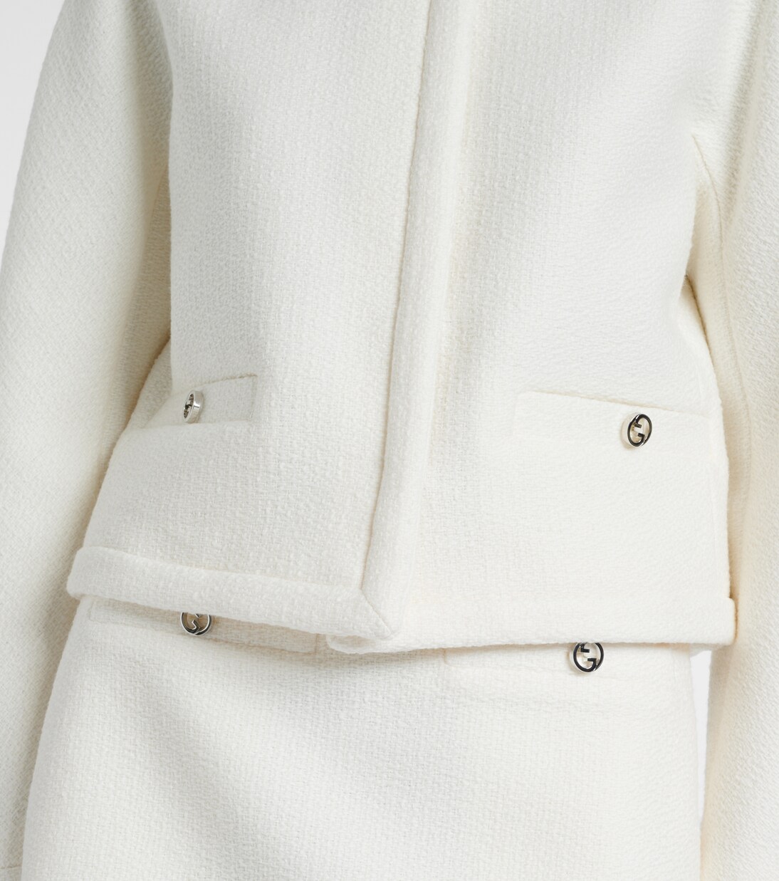 Interlocking G wool-blend bouclé jacket in white - Gucci | Mytheresa