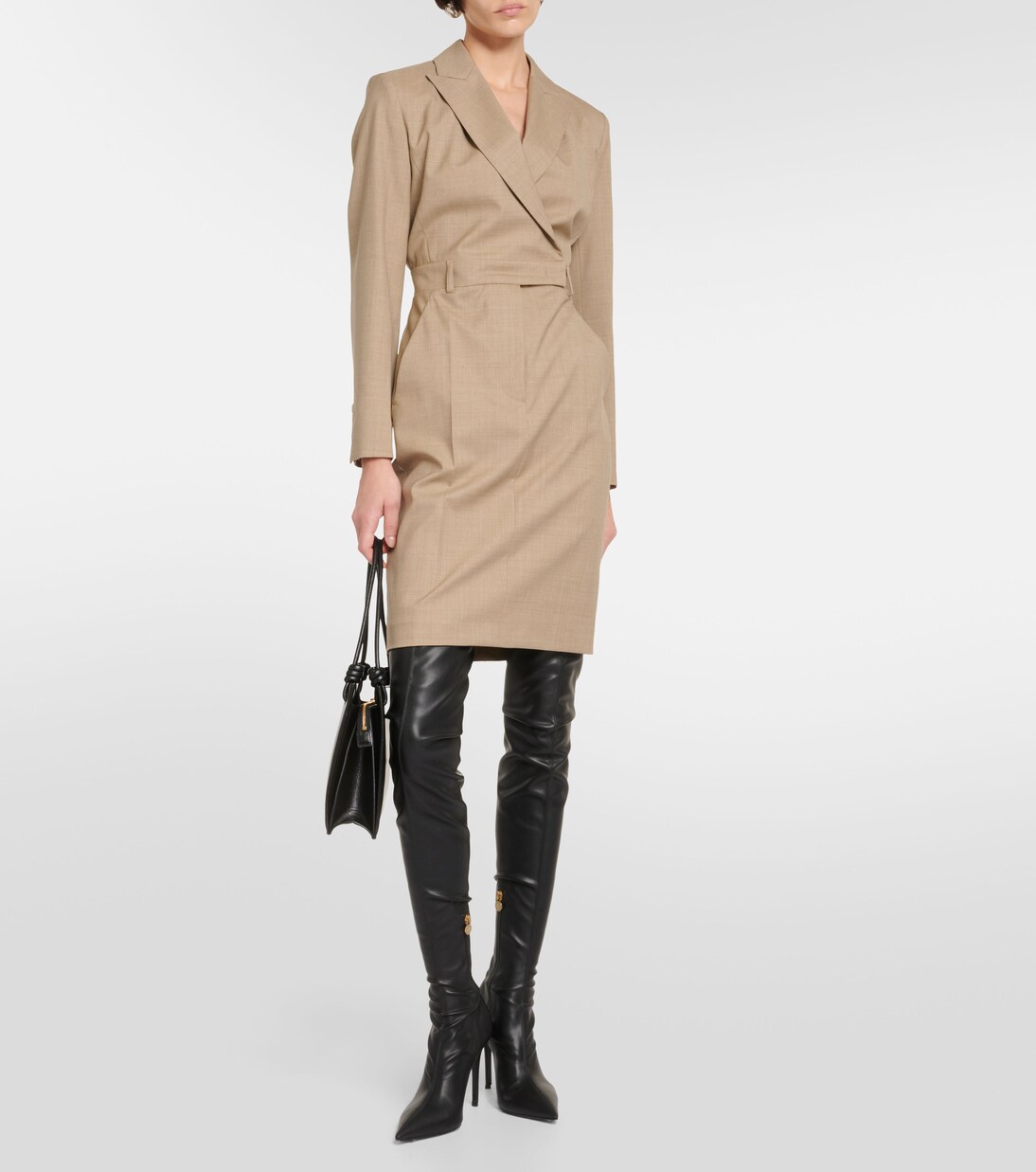 Odessa virgin wool blazer dress in brown - Max Mara | Mytheresa