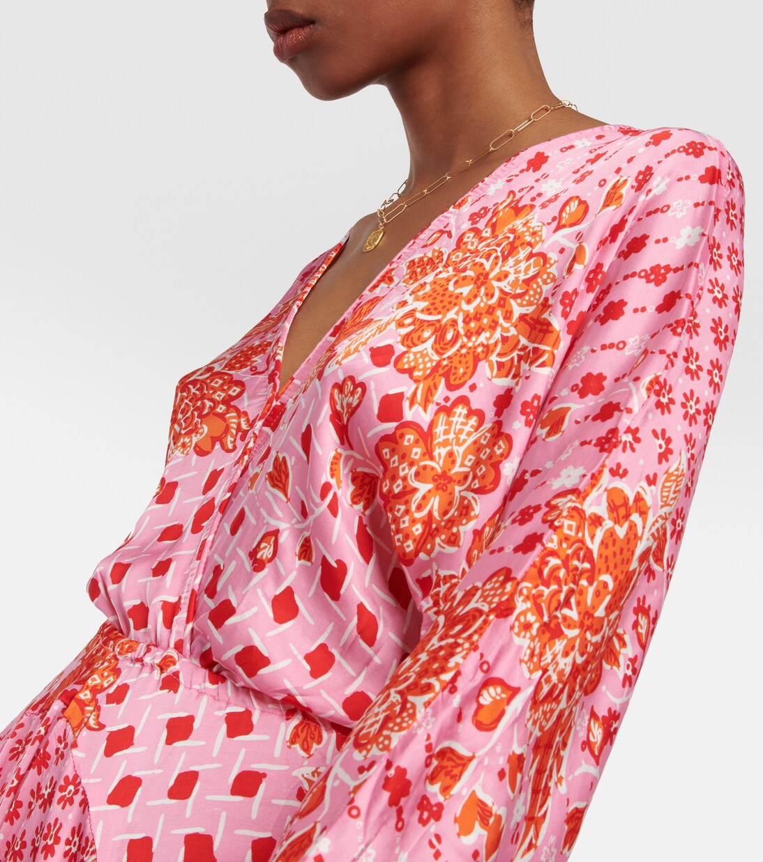 Ilona printed midi dress in pink - Poupette St Barth | Mytheresa