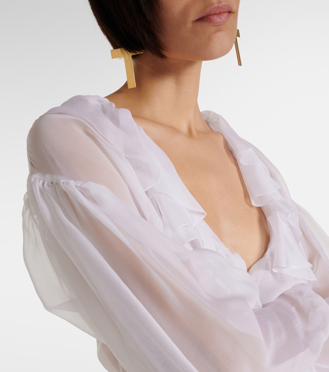 Blusa in chiffon di seta con volant | Dolce&Gabbana