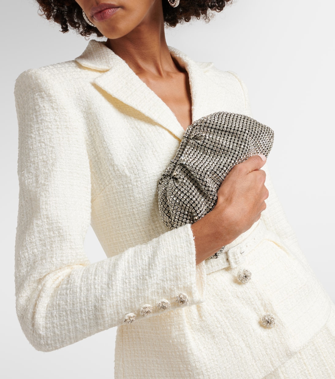 Crystal-embellished clutch in silver - Self Portrait | Mytheresa