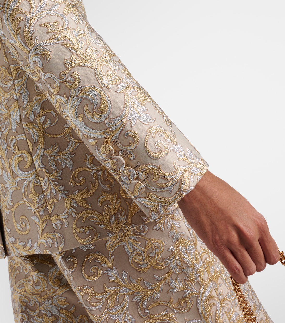 Single-breasted brocade blazer in gold - Stella Mc Cartney | Mytheresa