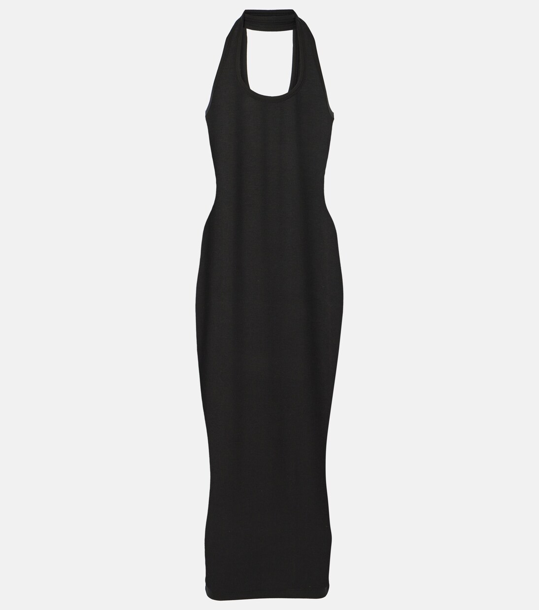 Glamorous Black Ribbed Knit Cut-Out Maxi Dress