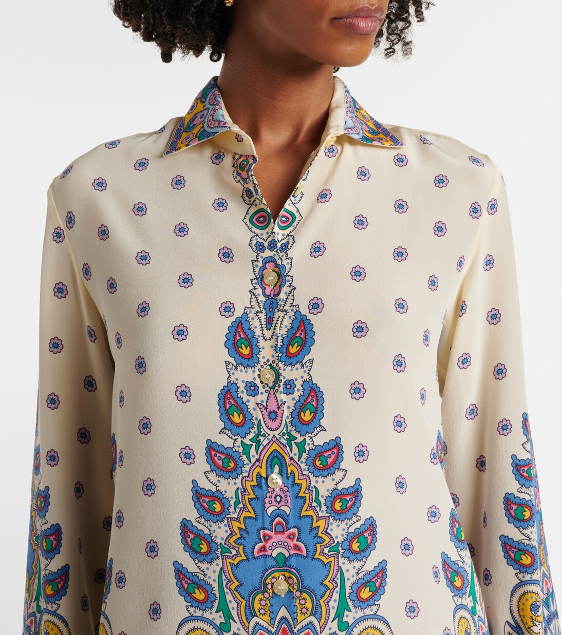 Eeda Silk Striped Tissue Shirt - Brown main image 1