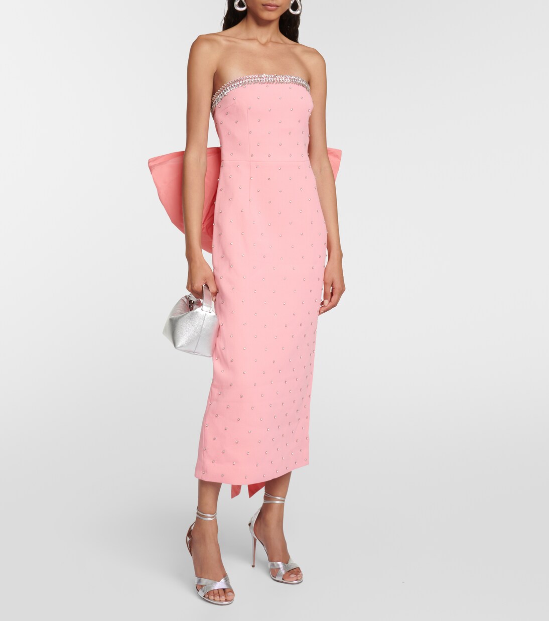 Brittany Bow embellished midi dress in pink Rebecca Vallance Mytheresa