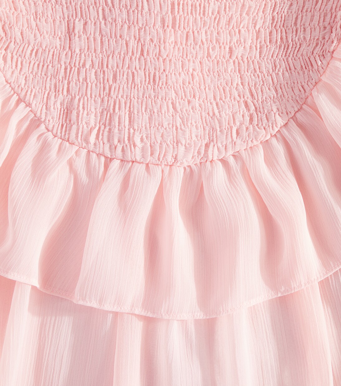 Square Neck Ruffle Chiffon Long Dress with Jacket Blushing Pink