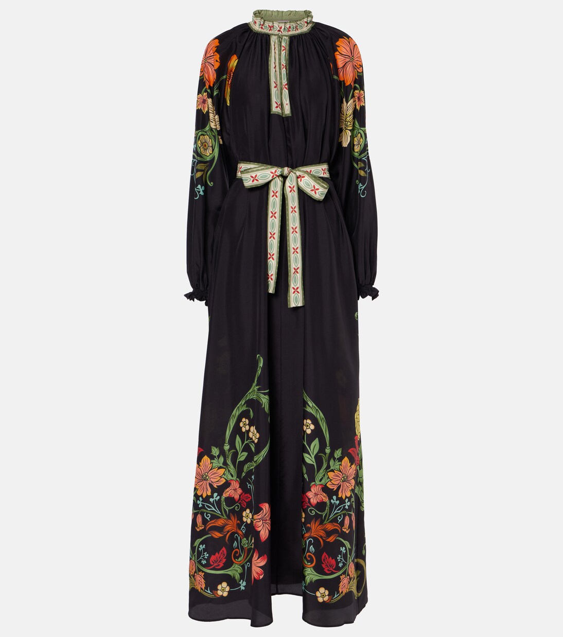 Voile Maxi Dress with Sheer Panels - Understated Glamour