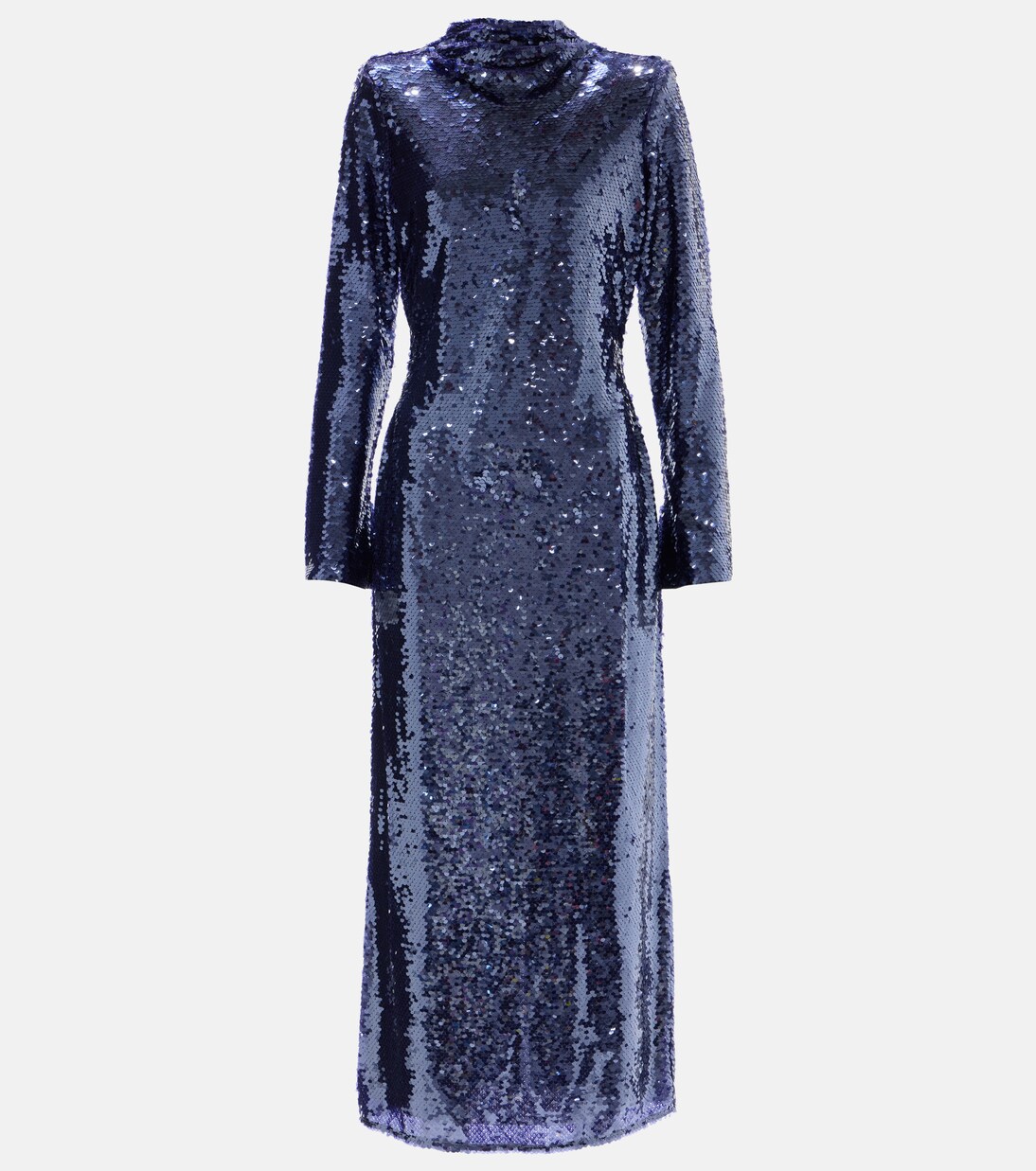 SEQUINED PLUNGE MIDI DRESS