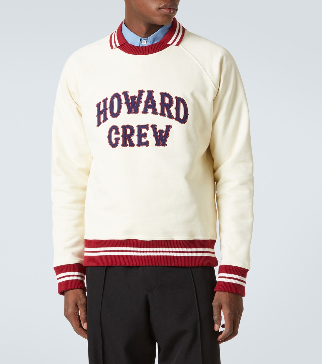 Embroidered cotton polo sweatshirt in white - Wales Bonner | Mytheresa 