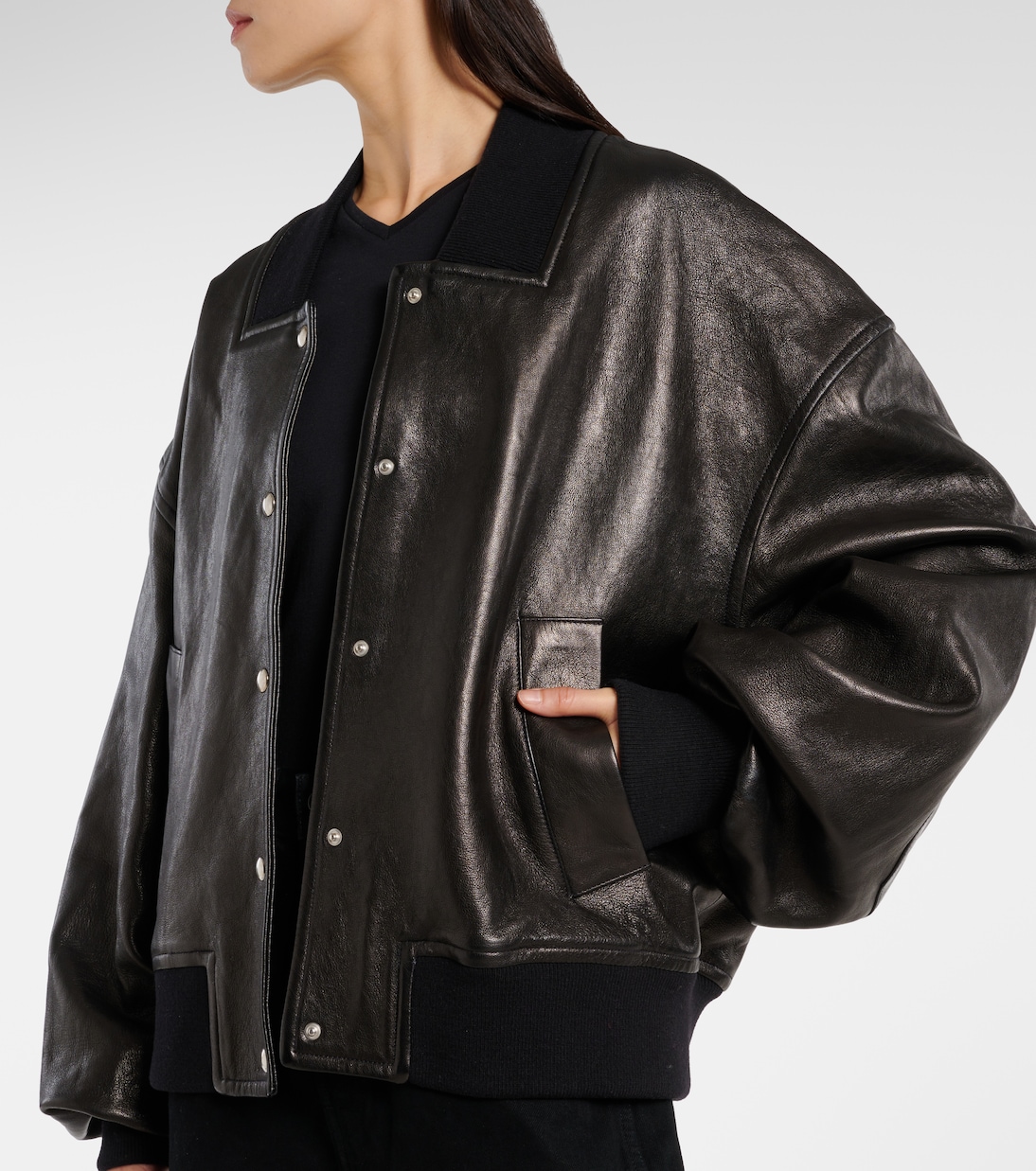 Spence leather bomber jacket in black Khaite Mytheresa