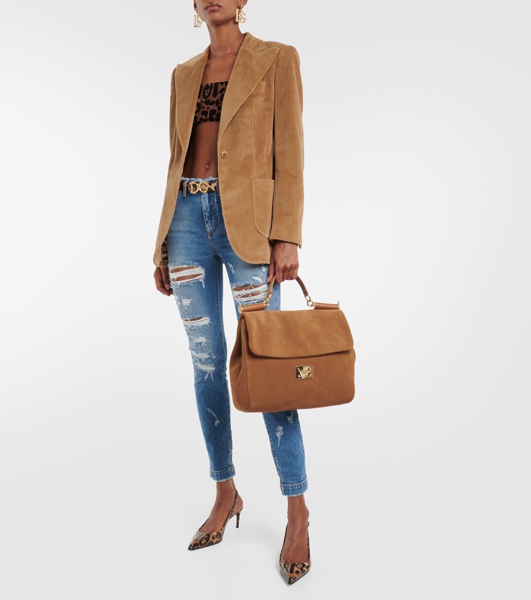 Dolce & Gabbana Blue Cotton Tattered Skinny Denim Jeans main image 0